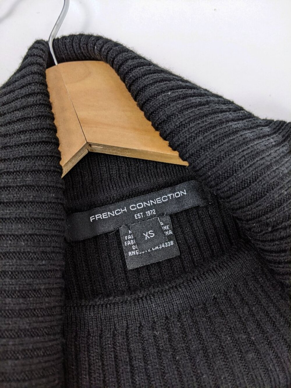 French Connection Womens Ribbed Knit Turtleneck Long Sleeve Black Sweater - XS - Picture 5 of 6